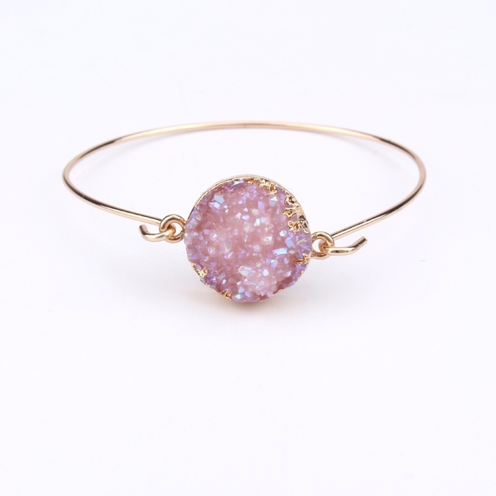 Pink Druzy Resin Bangle Bracelet